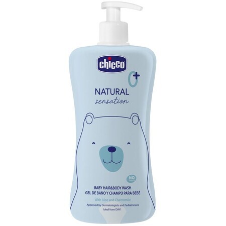 Chicco Natural Sensation champú para cabello y cuerpo con aloe y camomila 0m+, 500 ml