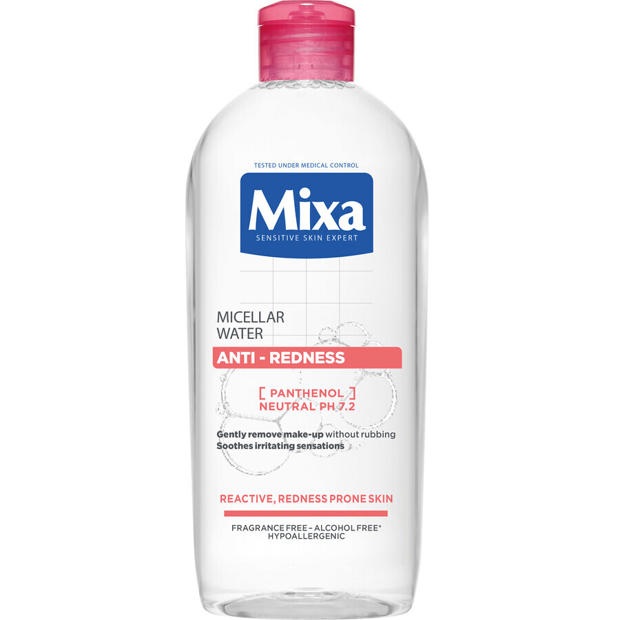 Mixa Agua micelar antirojeces para pieles sensibles con tendencia a rojeces, 400 ml