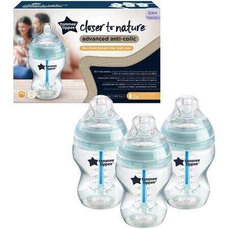 Tommee Tippee CTN ADVANCED ANTI-COLIC Biberón de flujo lento 260 ml 0m+, 3 pcs