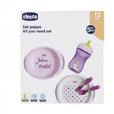 Chicco Tischset - Teller, Besteck, Becher, 12m+ rosa 200 ml