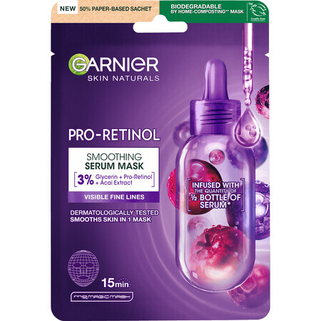 Garnier Skin Naturals Pro-retinol mascarilla textil alisadora con sérum 22 g