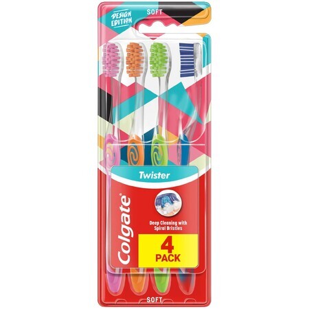 Colgate Twister Design Edition cepillo de dientes suave 4 piezas