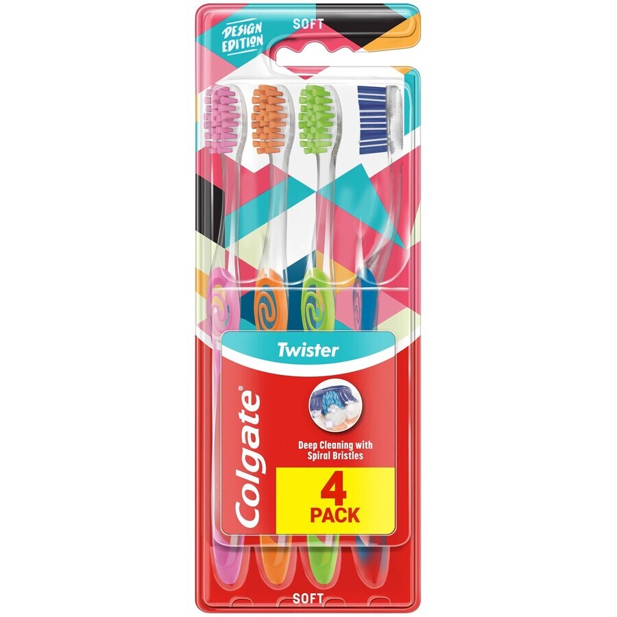 Colgate Twister Design Edition cepillo de dientes suave 4 piezas