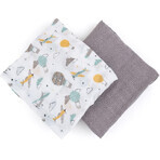 Petite&Mars Coperta in mussola di bambù Misty Grey Planes 2in1, 120 x 120 cm 2 pezzi