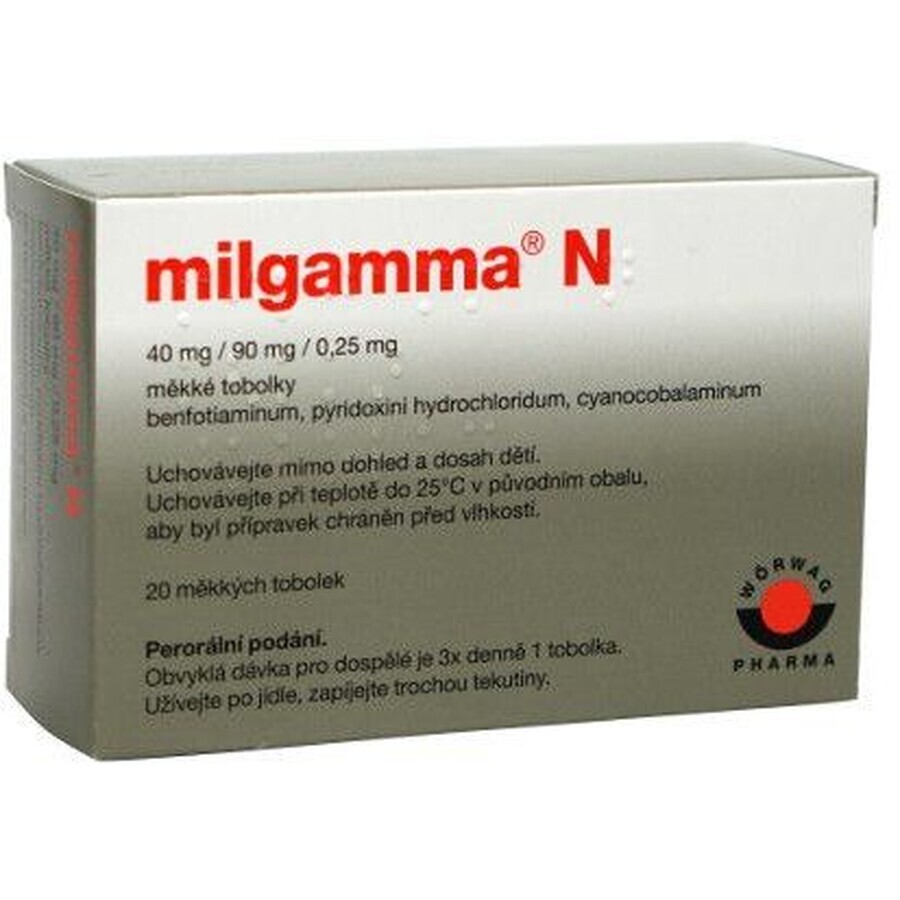 Milgamma N combinație triplă de vitamine 20 capsule