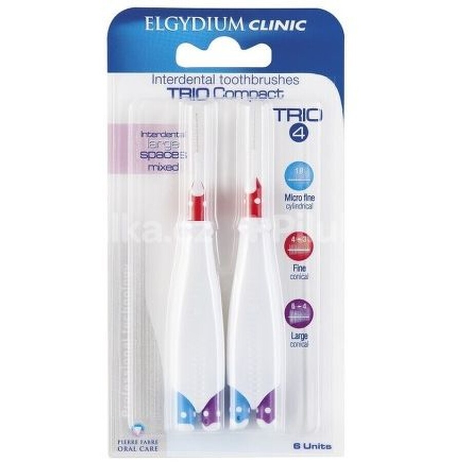 Elgydium Clinic Trio Compact - Trio van 4 interdentale ragers in houder 6 stuks