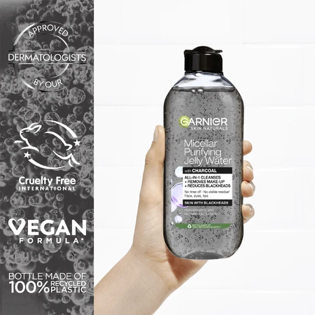 Garnier Pure Active micellar water with activated charcoal gel texture, 400 ml