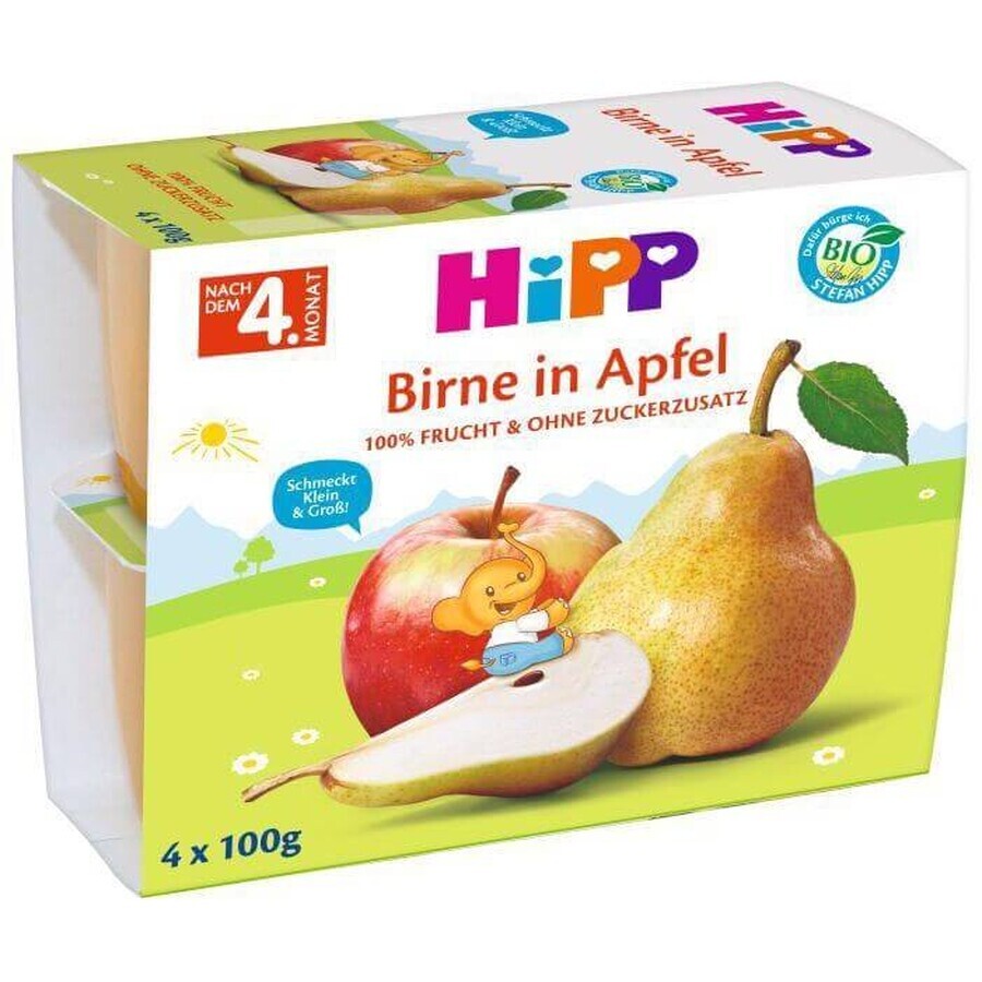 HiPP Organic Manzanas con peras 4 x 100 g