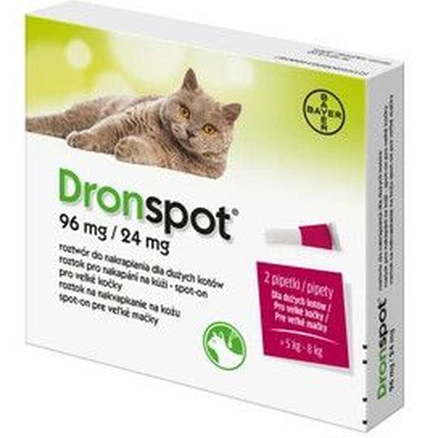 Dronspot 96 mg/24 mg Gatos grandes spot-on 2 x 1,12 ml