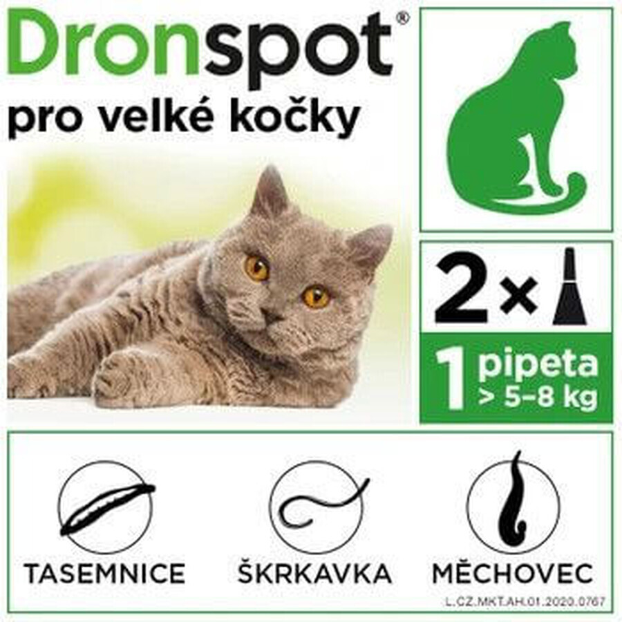 Dronspot 96 mg/24 mg Gatos grandes spot-on 2 x 1,12 ml