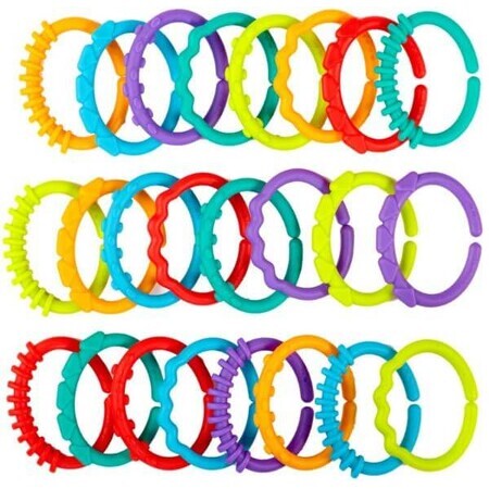 Bright Starts Teether - C-rings, 0m+, 24 pcs