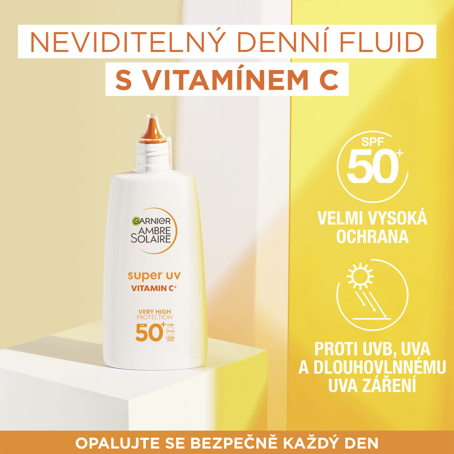 Garnier Ambre Solaire Fluido Antimanchas Super UV Diario con Vitamina C y FPS 50+, 40 ml