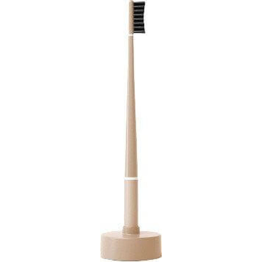 Feather Toothbrush with holder, medium beige