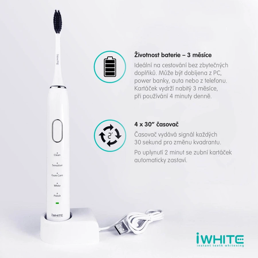 iWhite activated carbon sonic toothbrush