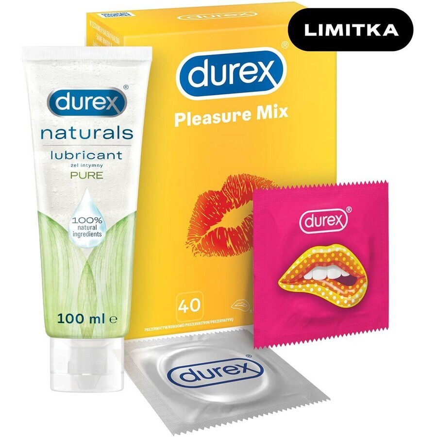 Durex SEX Pleasure MIX 40pcs + gel 100 ml