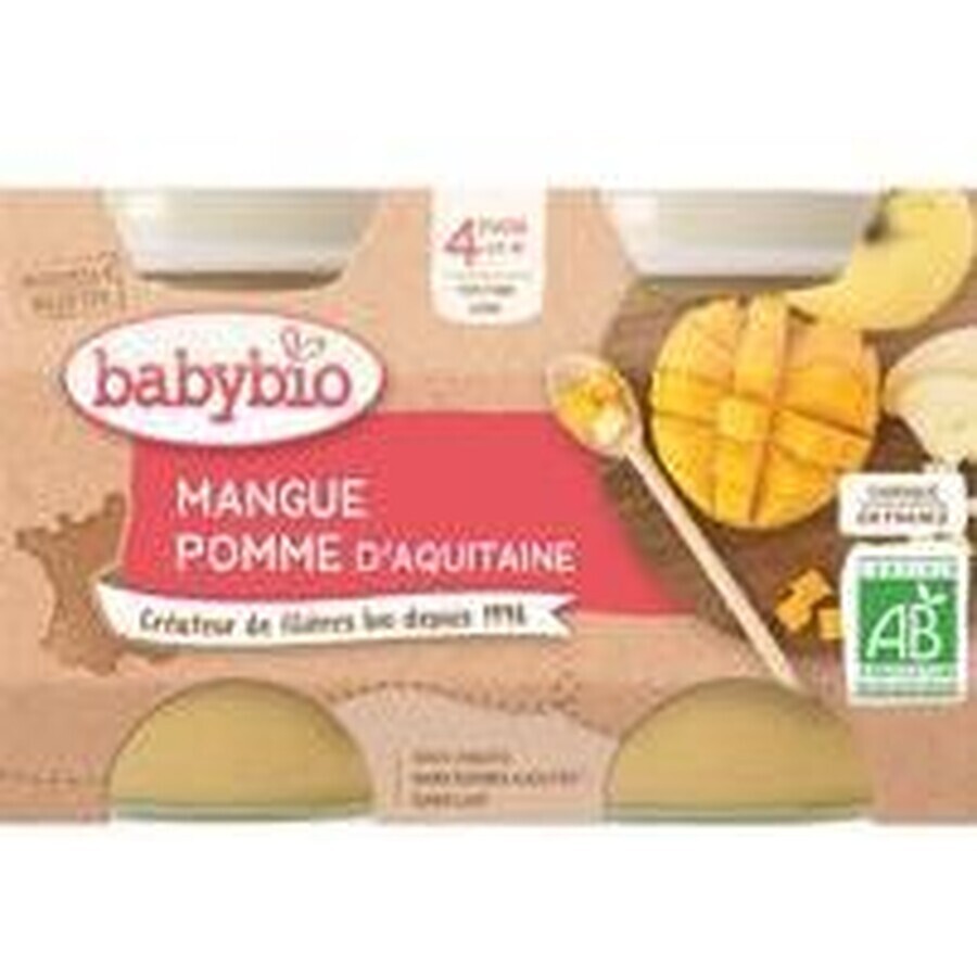 Babybio gustare cu fructe măr, mango 2 x 130 g