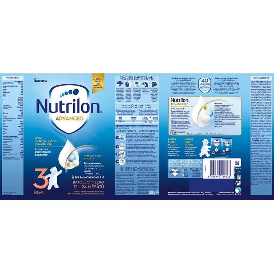 Nutrilon 3 Advanced formulă de lapte praf pentru copii mici 800 g