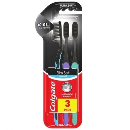 Cepillo de dientes Colgate Slim Soft Carbón trío 3 pcs