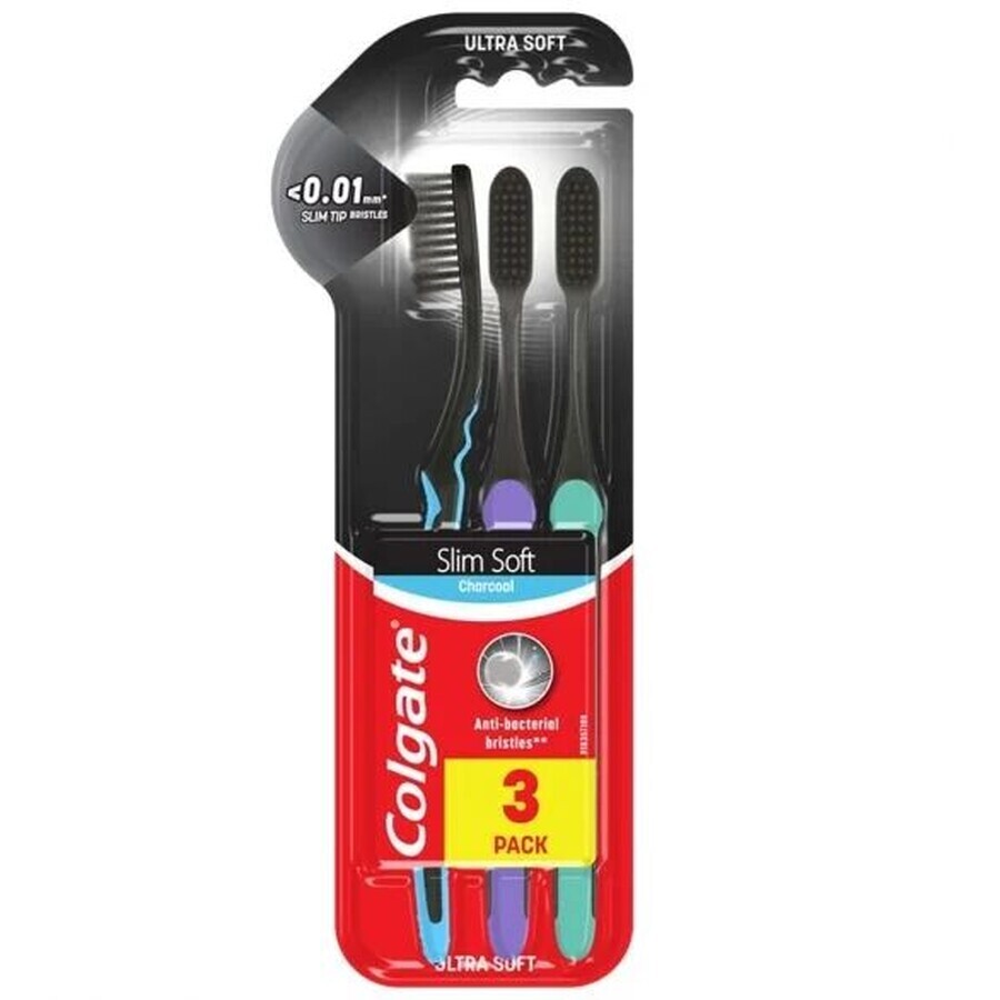 Cepillo de dientes Colgate Slim Soft Carbón trío 3 pcs