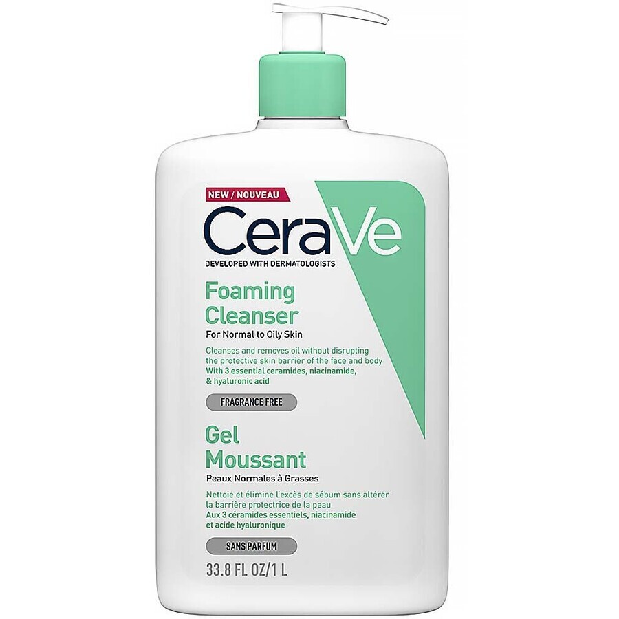 CeraVe Gel nettoyant moussant pour peaux normales à grasses 1 litre