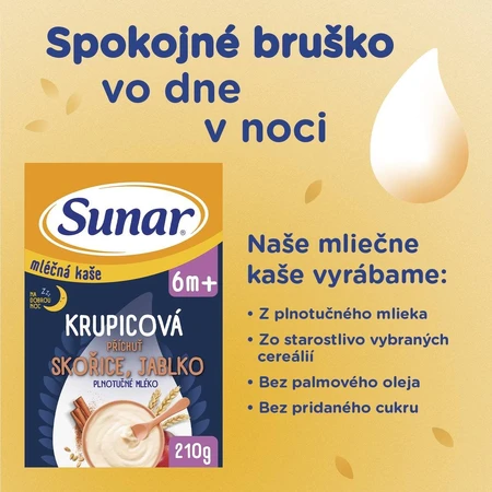 Sunar Milchgrießbrei für einen erholsamen Schlaf Zimt, Apfel 210 g