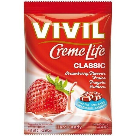 Vivil Bonbons Bonbons Creme Life Classic Erdbeersahne aromatisiert Erdbeersahne aromatisiert zuckerfreie Drops 110 g