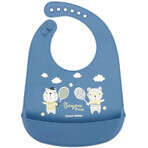 Canpol babies Bonjour Paris Bavaglino in silicone con tasca blu