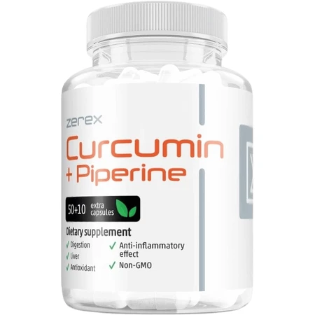 Zerex Curcumina + Piperina - apoyo natural contra la inflamación 60 cápsulas blandas