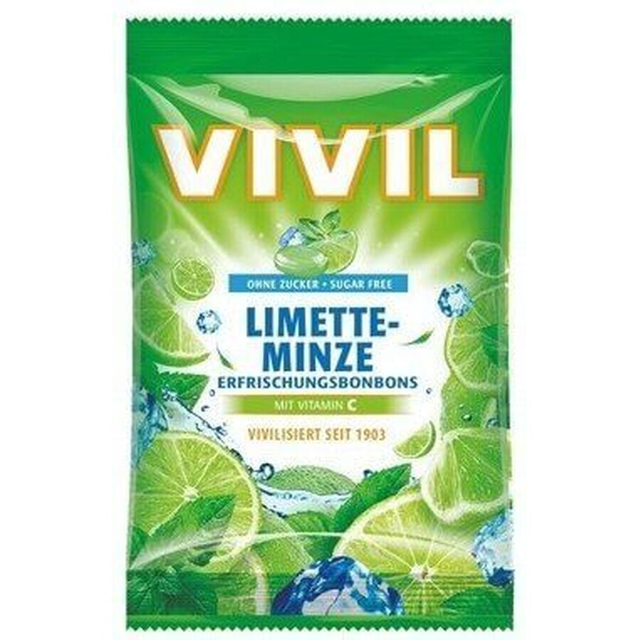 Vivil Gotas de menta con sabor a lima y menta con vitamina C, sin azúcar 60 g