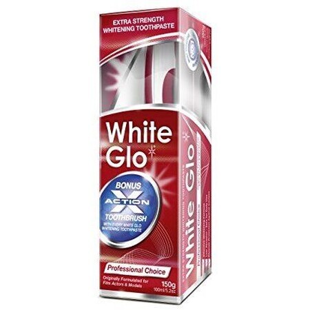 White Glo professionelle Zahnpasta + kostenlose Zahnbürste und Interdentalbürste 150 g