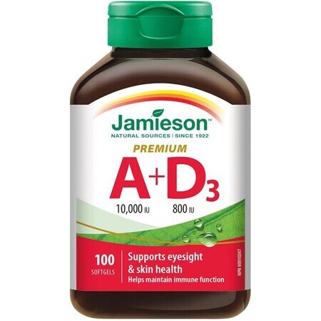 Jamieson Vitamina A y D Premium 10000 UI / 800 UI 100 cápsulas