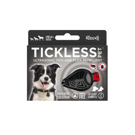 TICKLESS PET BLACK Dispozitiv ultrasonic de protecție împotriva căpușelor pentru animale