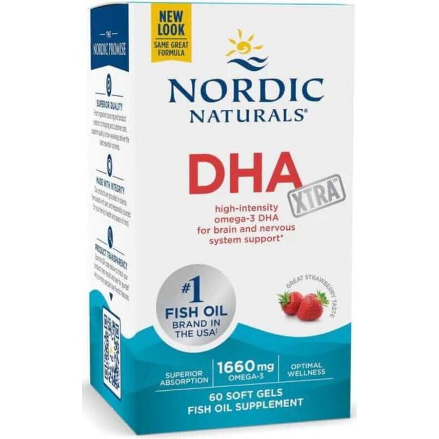 DHA Säure Xtra 1660 mg, Erdbeere, 60 Kapseln Nordic Naturals