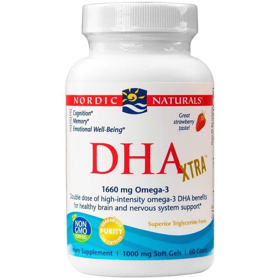 DHA Säure Xtra 1660 mg, Erdbeere, 60 Kapseln Nordic Naturals