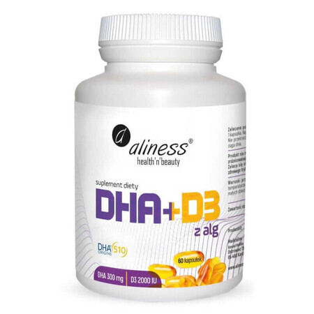 Omega DHA din alge + D3 60 capsule Aliness