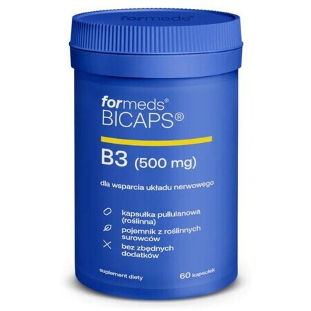 Bicaps Vitamin B3 Niacin 500mg (60 Kapseln) Niacin-Kapseln, Formeds