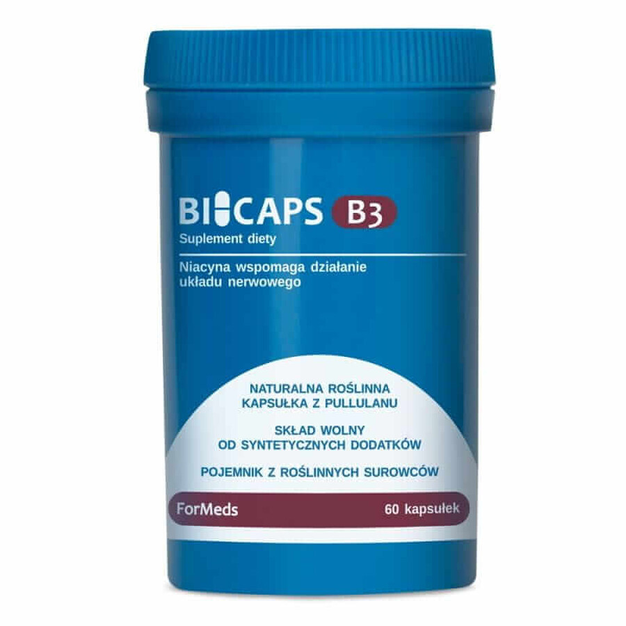 Bicaps Vitamin B3 Niacin 500mg (60 Kapseln) Niacin-Kapseln, Formeds