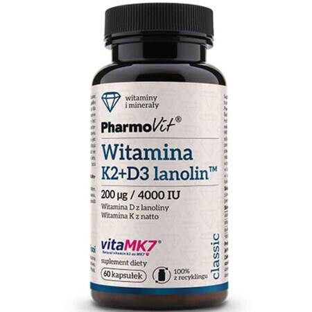 Vitamina K2Mk7 200 mcg + D3 4000 UI (60 caps) Pharmovit Classic