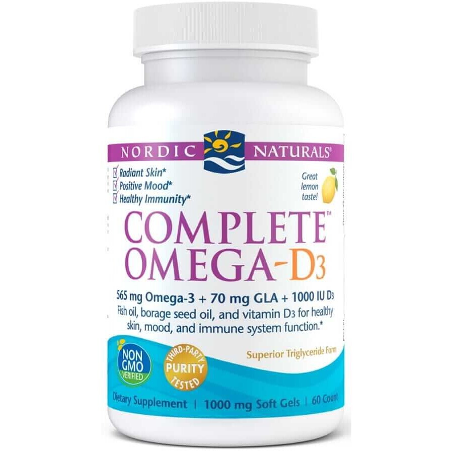 Komplettes Omega-D3 565mg Zitrone 60 Kapseln Nordic Naturals