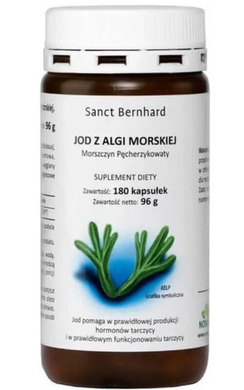 Jod aus Meeresalgen (Blasentang, Seetang) 180 Kapseln Sanct Bernhard