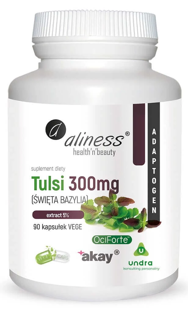 Tulsi (Heiliges Basilikum) Extrakt 5% 300 mg (90 Kapseln) Aliness