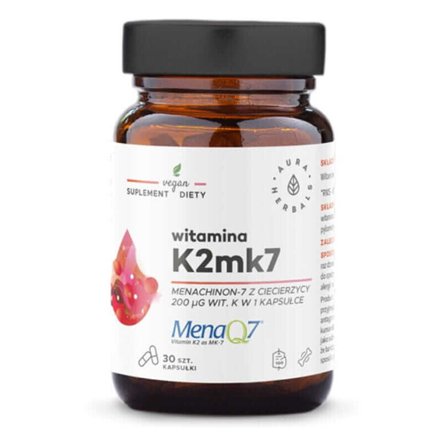 Vitamine K2mk7 MenaQ7 200mcg 30 gélules Aura Herbals