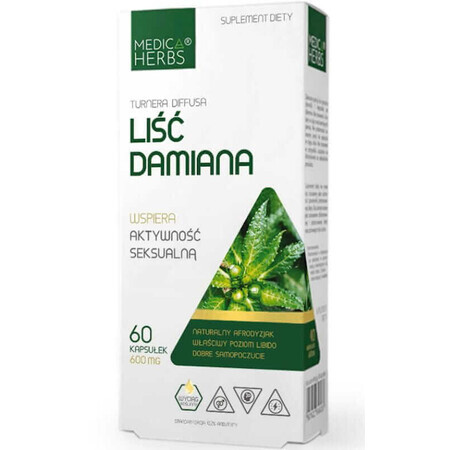 Damiana leaf 600mg, 60 capsules Medica Herbs