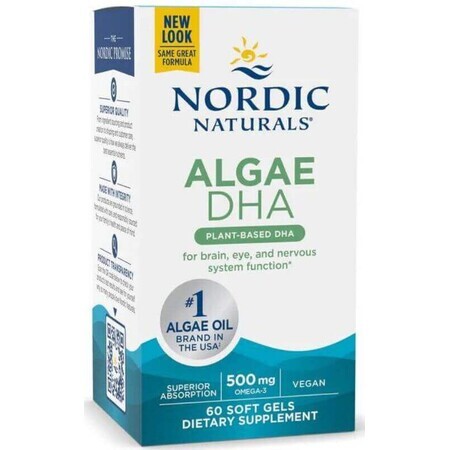 DHA algues pour végétaliens 60 soft gels Nordic Naturals