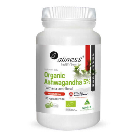 Ashwagandha Bio 5% 200mg (100 Kapseln) Aliness