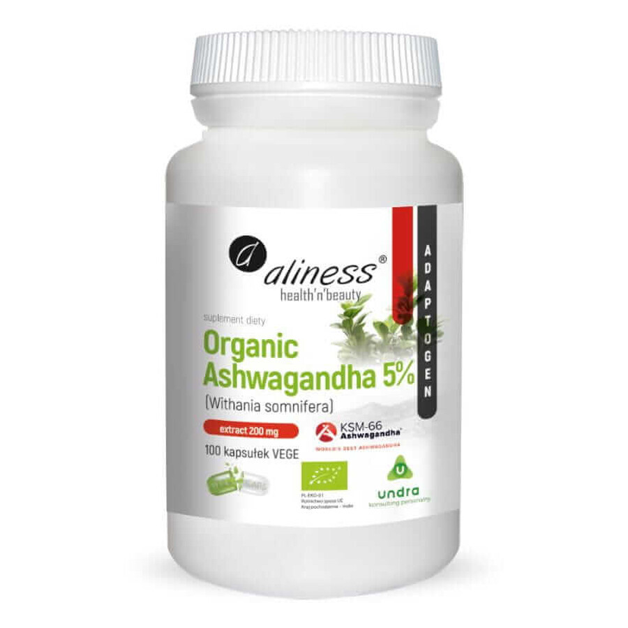 Ashwagandha Bio 5% 200mg (100 Kapseln) Aliness