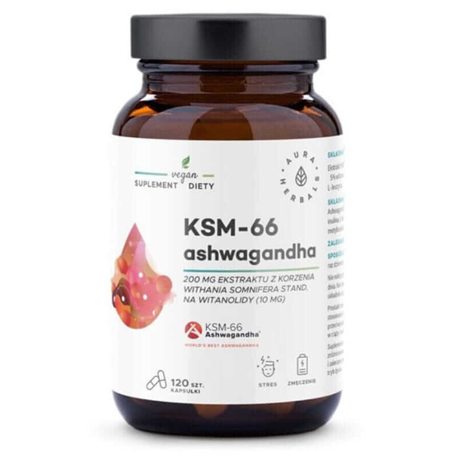 Ashwagandha KSM-66 Ashwagandha Root 200mg, capsules 120 pcs. Aura Herbals