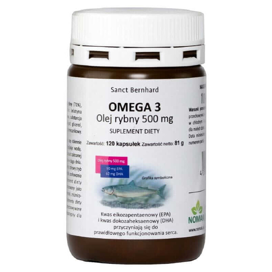 Omega 3 EPA und DHA Fischöl 500 mg 120 Kapseln Sanct Bernhard