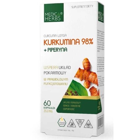 Curcumin 98% + Piperin 60 Kapseln Medica Herbs