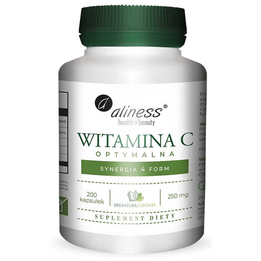 Optimale Vitamine C 250mg synergie van 4 vormen 200 capsules Aliness